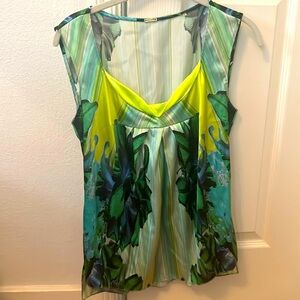 Elie Tahiri multicolor silk top, size small